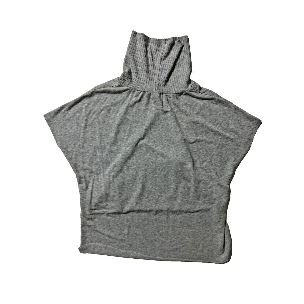 Gray Turtleneck Pullover Short Sleeve Top Women Size Medium
